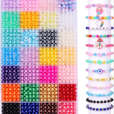 Pearl Beads for Jewelry Making 28 Colors , 1680pcs Multicolor Beads for Bracelets Necklaces Earrings Making, Round Pearl Beads Kit DIY Crafts Gifts for Girls Kids Adults