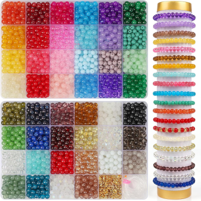 3000 Pieces 6mm Round Glass Beads for Jewelry Making, 46 Colors Crystal Beads for Bracelets Jewelry Making and DIY Crafts