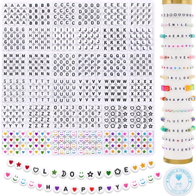 1560pcs Letter Beads Kits 31 Styles White Alphabet Beads and Number Colorful Heart Star Beads for DIY Crafts Friendship Bracelet Making Kit