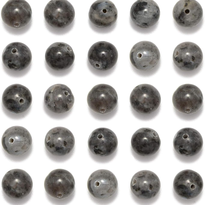 200PCS 8mm Black Larvikite Beads 8mm Natural Stone Round Loose Stone Beads for Jewelry Making DIY Crafts Design (Black Larvikite, 8mm 200Beads)