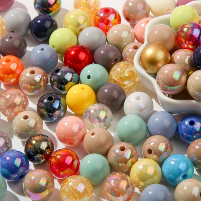 16mm Acrylic Beads Deep Color Round Beads 100pcs Loose Space Beads for DIY Earrings Bracelet Necklace and Any Other Accessories (Mix-deep Color)