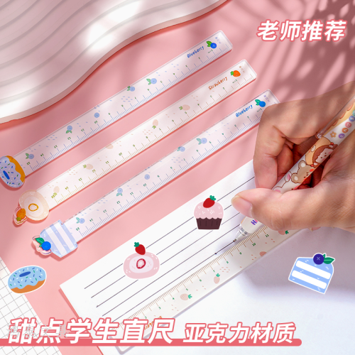 hongtai thiened cartoon ruler 15cm organic gss for pupils cartoon ruler children transparent and cute in sto