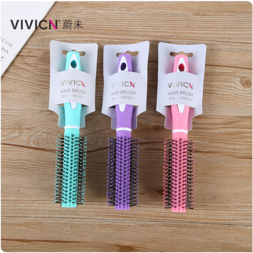 [Weiwei] Plastic Comb Professional Modeling Household Curling Comb Long Hair Anti-Static Straight Roll Dual-Use Inner Buckle Rolling Comb 