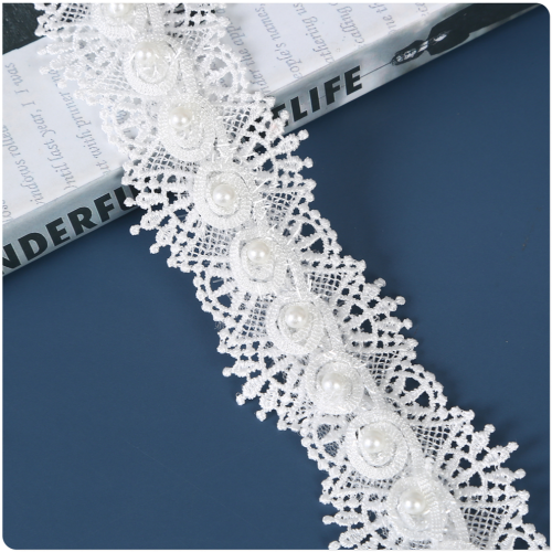 lace hollow flower pearl window decoration accessories white mesh curtain decoration hem sofa clothing accessories