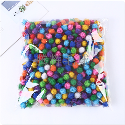 colorful gold leaf hairy ball pompons flash children‘s creative handmade diy ingredients decoration children‘s puzzle