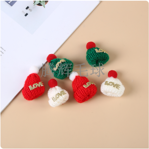 Mini Wool Hat Brooch Hairpin Ornament Accessories Handmade DIY Cute Christmas Hat Phone Case Decorative Materials
