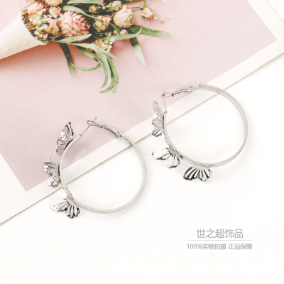 Personalized Simplicity and Exaggeration Large Ear Ring Niche Three-Dimensional Fairy Butterfly Earrings South Korea Girlfriends Ear Rings Wholesale