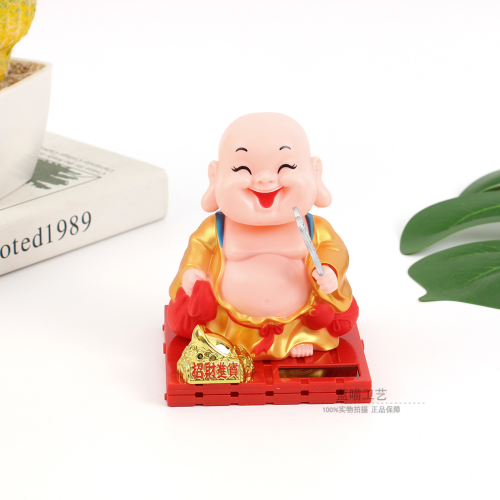 car decoration creative ornaments chinese maitreya buddha fan home decoration solar decoration doll wholesale