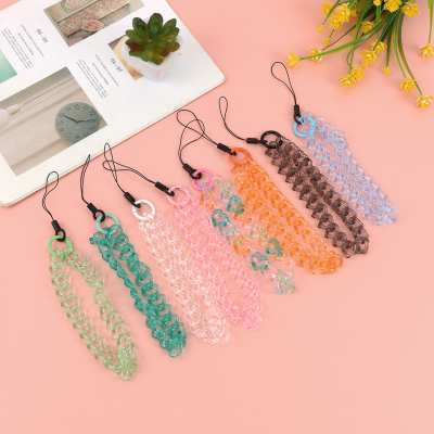 New Export Acrylic Phone Chain Lanyard Drop-Resistant Color Acrylic Wrist Bag Pendant Handmade Lanyard