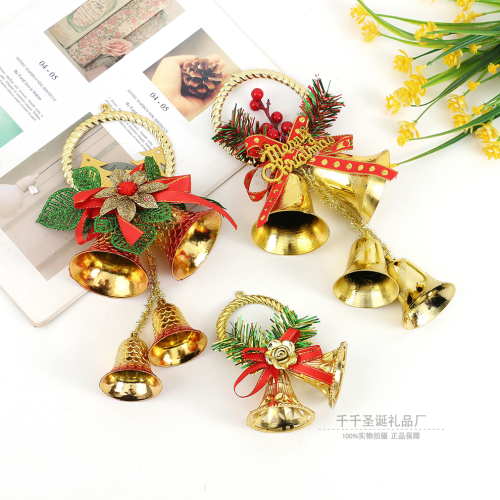 新款圣诞节铃铛配饰挂件diy商场圣诞树挂饰蝴蝶结铃铛装饰批发