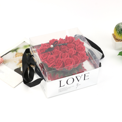 Valentine's Day Portable Box Bright Surface High Transparent PVC Rose Flower Arrangement Box Bouquet Gift Box Holiday Gift