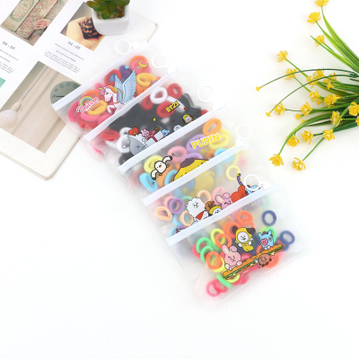 Children's Hair Accessories New Colorful Ins Small Rubber Band Cartoon Cute Bag Children Does Not Hurt Hair Rubber Bands Ziplock Bag