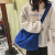 Ins Japanese Harajuku Shoulder Messenger Bag Design Fashion Canvas Bag Women's Large Capacity Solid Color Student Large Shoulder Bag Men