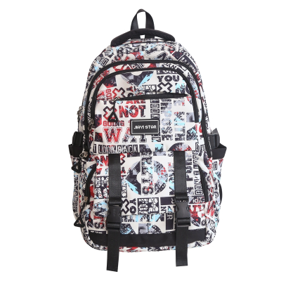 New Casual Backpack Graffiti High-Grade English Letters Release Buckle Backpack Couple Backpack Student Travel Bag