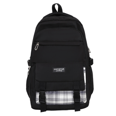 Plaid Stitching High-Grade Korean Style Simple Style Spine Protection Backpack Lightweight Girls Schoolbag More than Book Holding