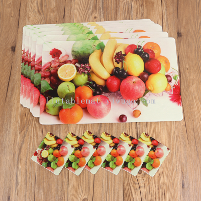European - style waterproof table mat heat proof mat creative tablemat rectangular placemat fruit pattern heat insulation pad for daily use