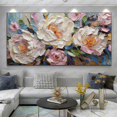 Decorative Painting Oil Painting 3D Painting Cream Style Pure Hand Drawing Texture Sense Hallway Three-Dimensional Silent Style Living Room Sofa Hanging Picture