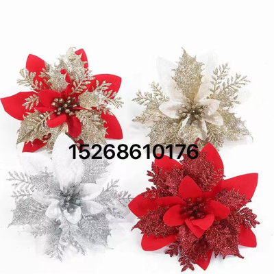 Christmas Flower Head Glittering Powder Sequin Flower Christmas Decorations Christmas Garland Christmas Tree Accessories