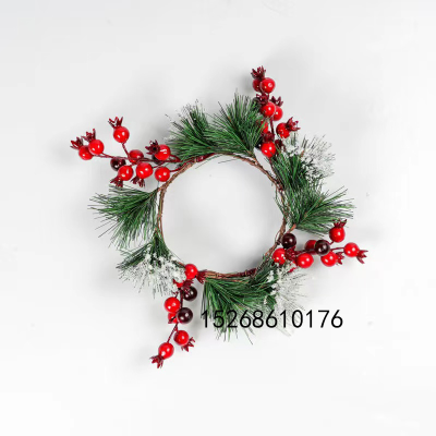 Artificial Simulation Garland Candle Ring Eucalyptus Garland On Christmas Red Fruit Garland Table Party Decoration Flowe