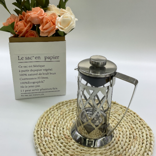 跨境亚马逊不锈钢咖啡壶 法式按压冲茶壶  不锈钢冲茶器350ML批发