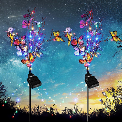 Cross-Border New LED Solar Four-Color Butterfly Tree Lawn Lamp Villa Courtyard Decorative Lamp Outdoor Ground Lamp