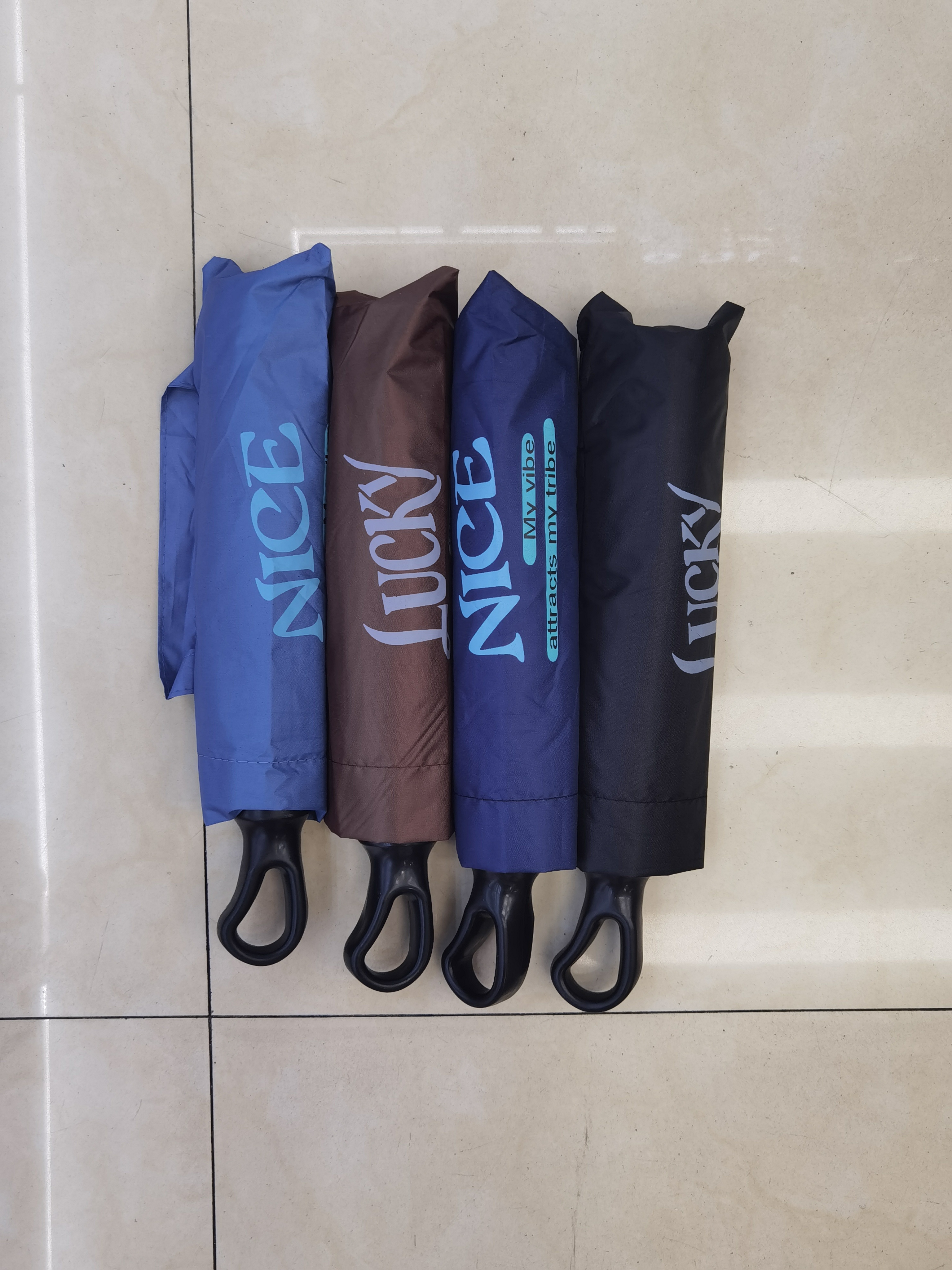 New folding umbrella with a circular handle, English letter 10 bone black rubber gift umbrella, all-weather and all-weather sunshade pic 1