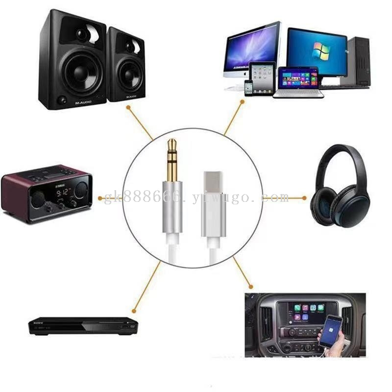 AUX车载音频线低音立体声Type-C转3.5mm手机耳机汽车音响转接线 4
