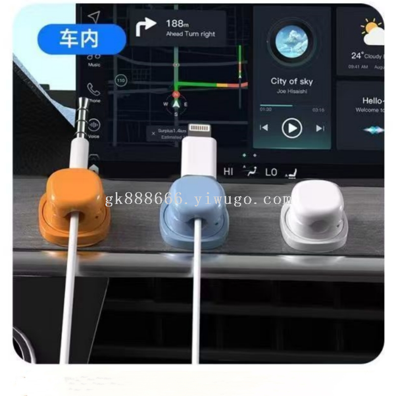 Rotating desktop cable organizer and spring cable clips 6