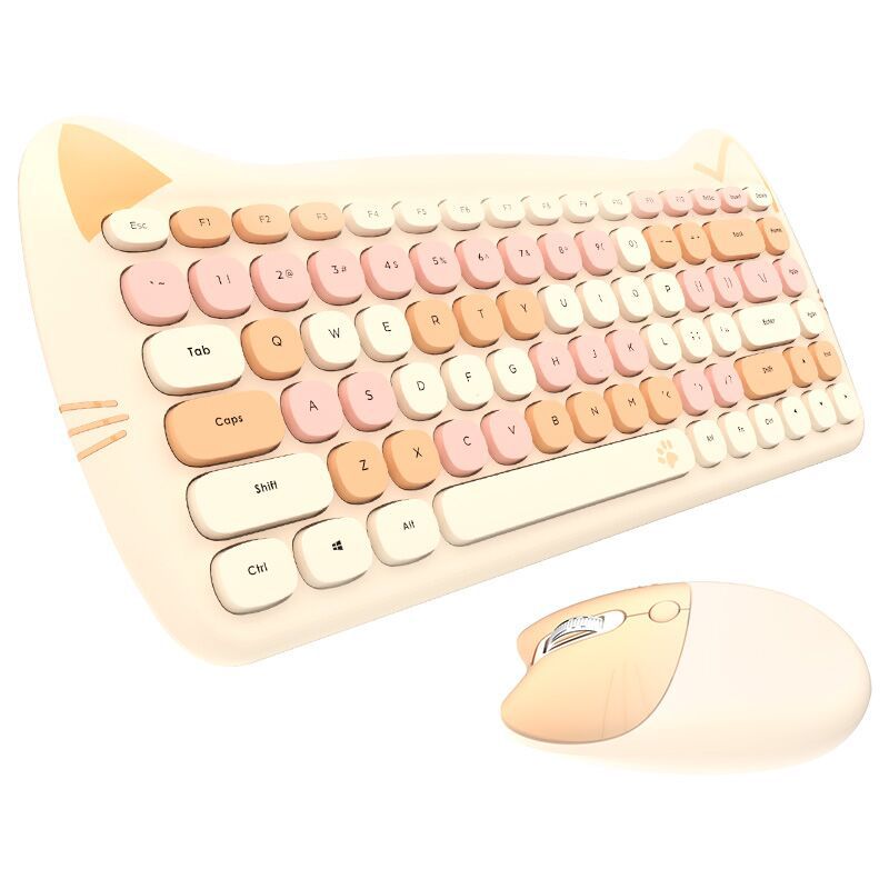 MOFII Wireless Keyboard And Mouse Set Cute Cat Desktop Computer Laptop Key Mouse 2.4G_voghion.com