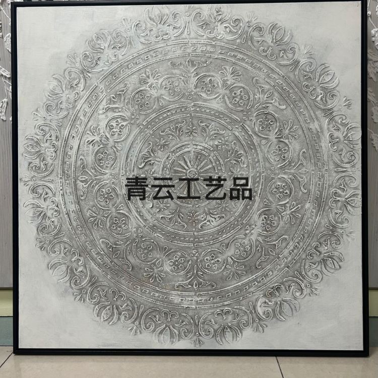 手绘油画简约美式花卉装饰画抽象油画玄关画餐厅走廊挂画厚彩油画_义乌购