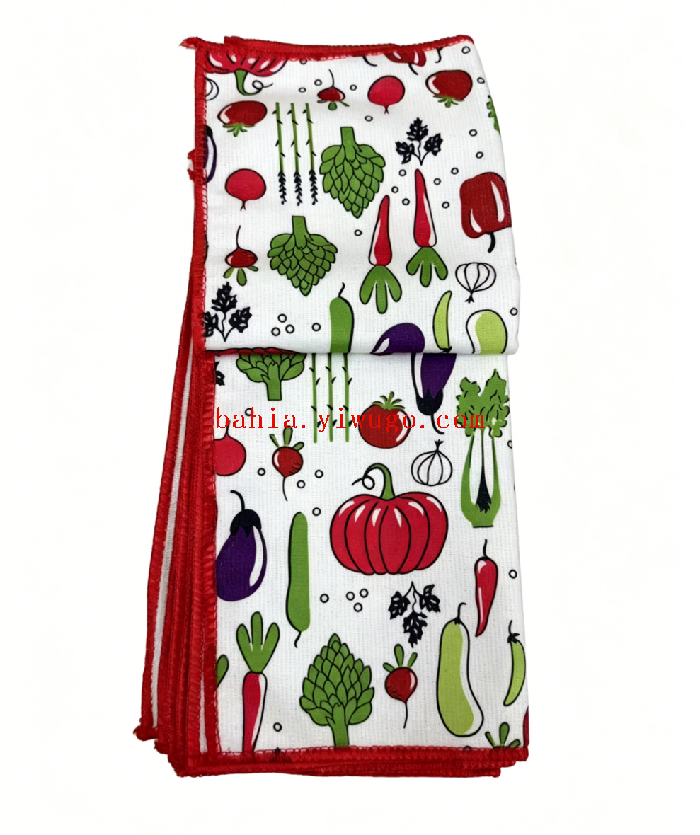 A variety of printed 30*30cm lockstitch multi-layer mesh cloth for kitchen dishcloths and cleaning scouring pads pic 5