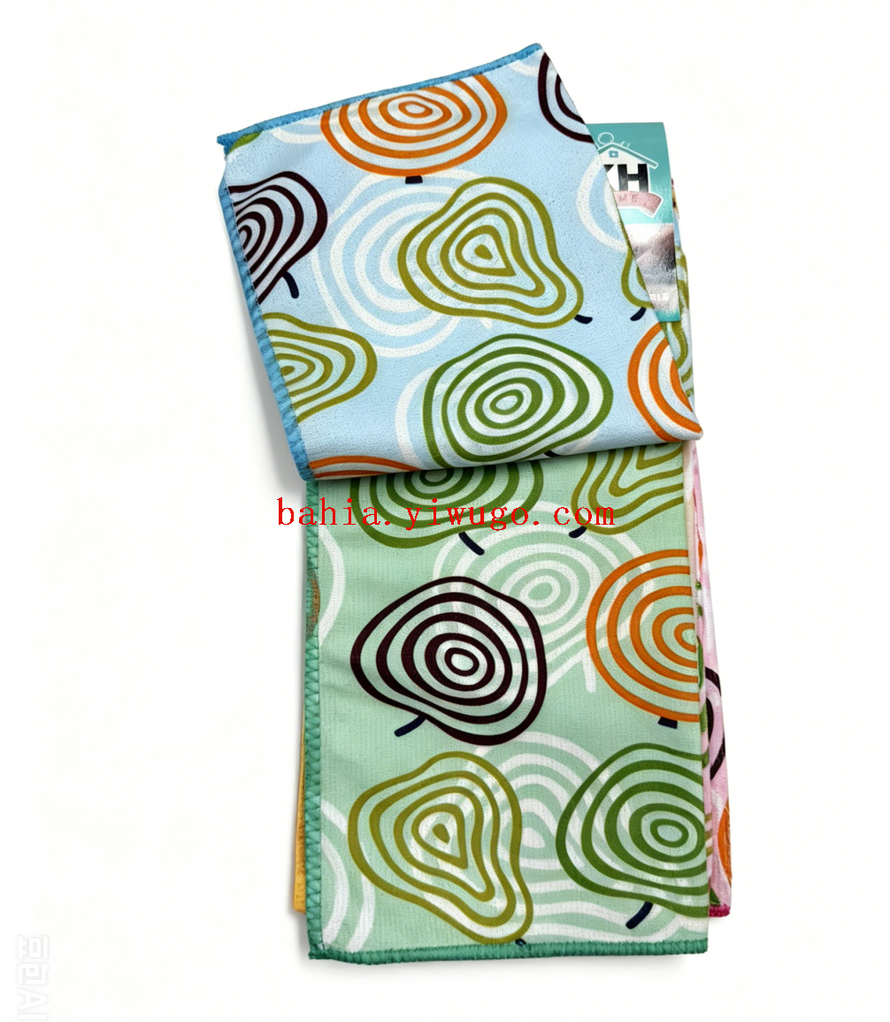 Foreign trade lockedge superfine fiber 30*30 square towel, absorbent kitchen towel, mixed color 5P rag pic 5