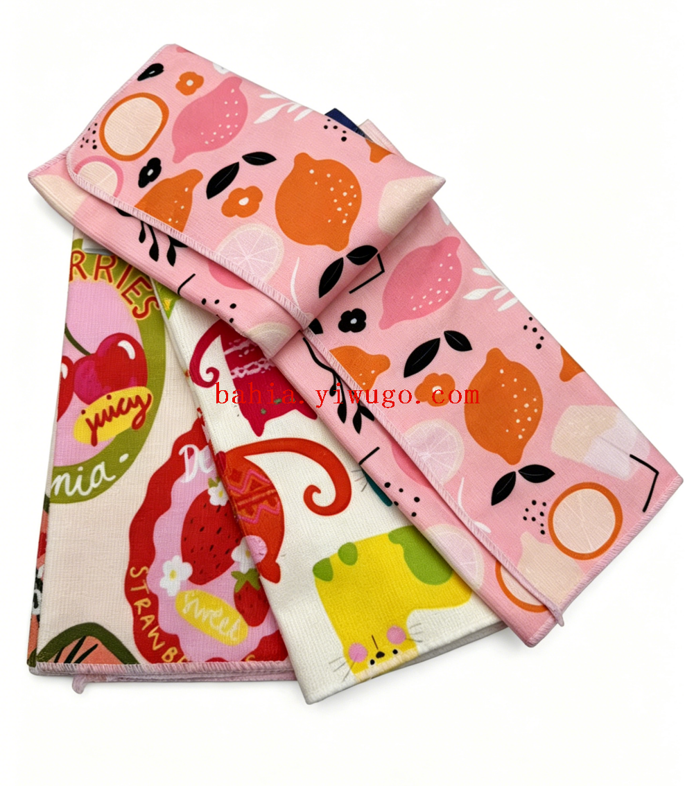 Summer cool fruit-printed small square towel, absorbent, breathable and multi-purpose cleaning towel pic 2