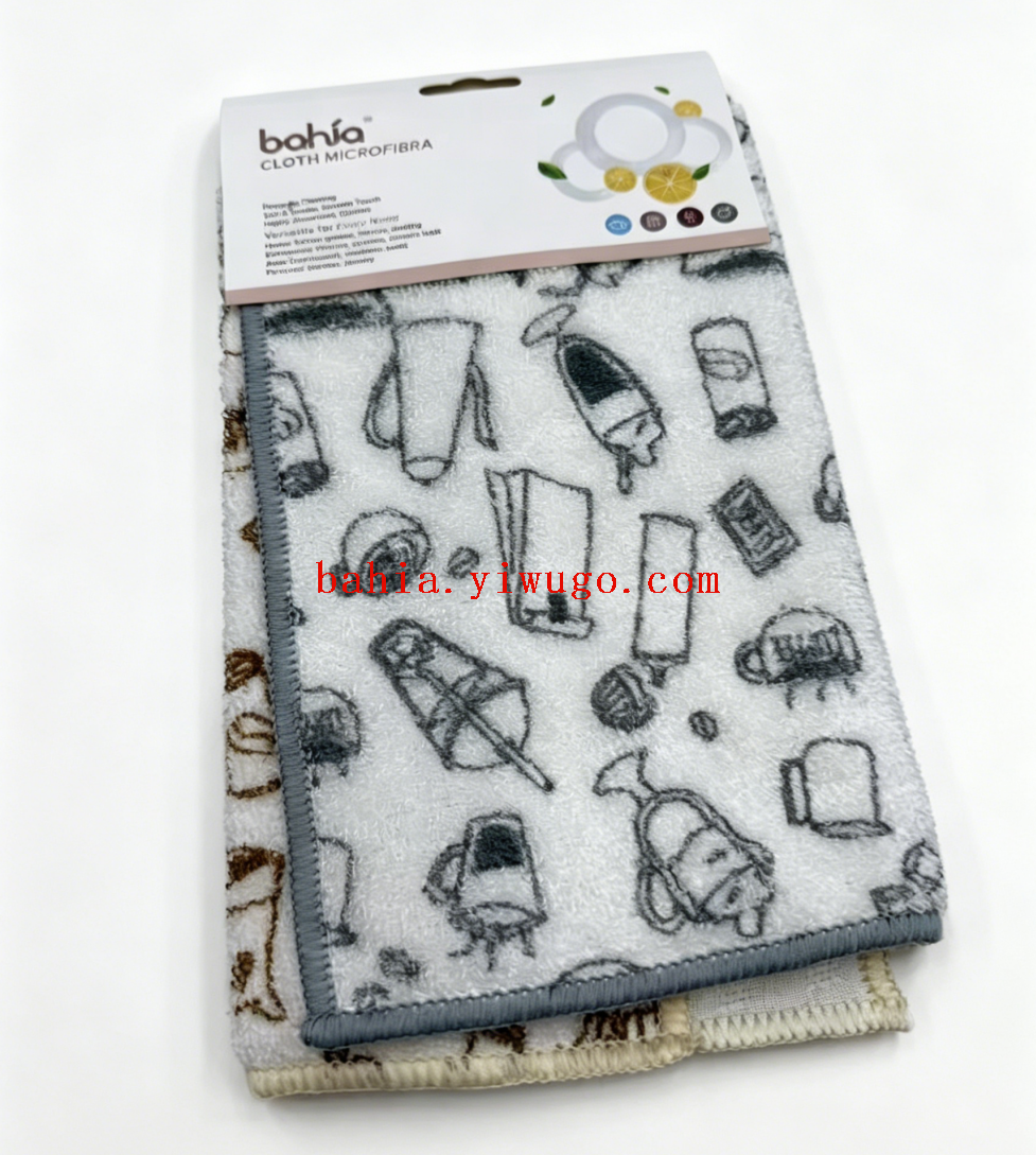 Disposable kitchen cleaning cloth with loofah printed pattern for lazy people pic 1