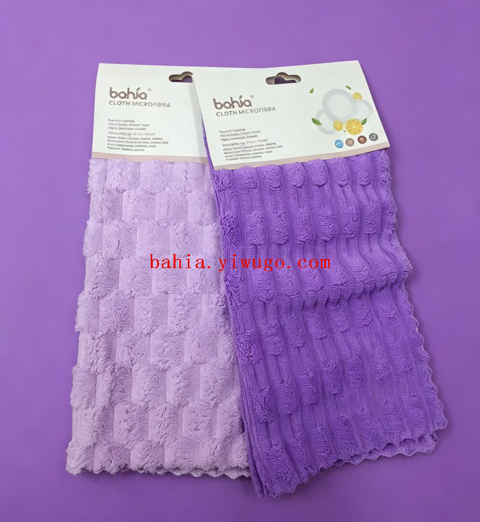 Bahia Polka dot double-sided microfiber cleaning cloth is a highly efficient oil-stain and water-absorbing kitchen cloth in purple series pic 1