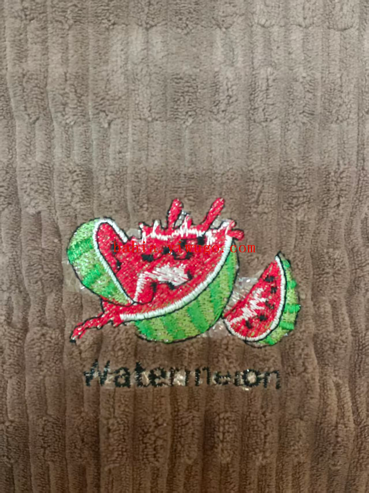 Kitchen stain removal and cleaning cloth, embroidered watermelon style thickened coral fleece cloth, household absorbent dishcloth pic 2