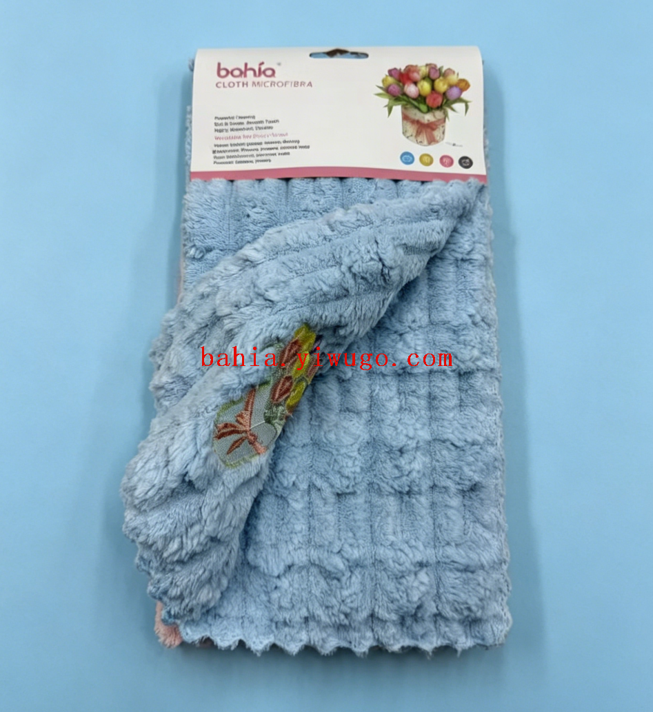 Embroidered bouquet towel, household kitchen absorbent and stain-removing cloth, plain lace cleaning towel promotion pic 2