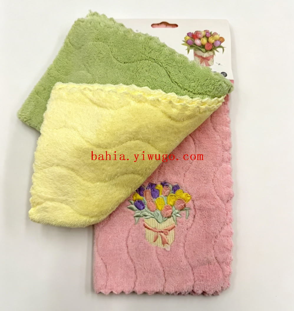 Embroidered bouquet towel, plain lace cloth, household absorbent and stain-removing cleaning towel pic 4